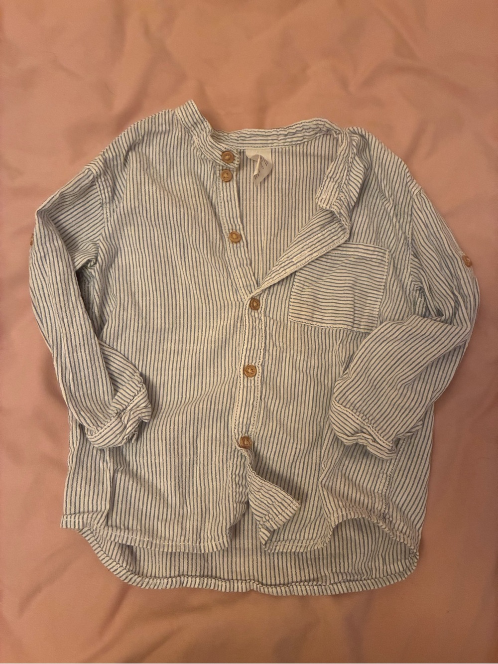 H&M Blue and White Striped Casual Button-Down Shirt